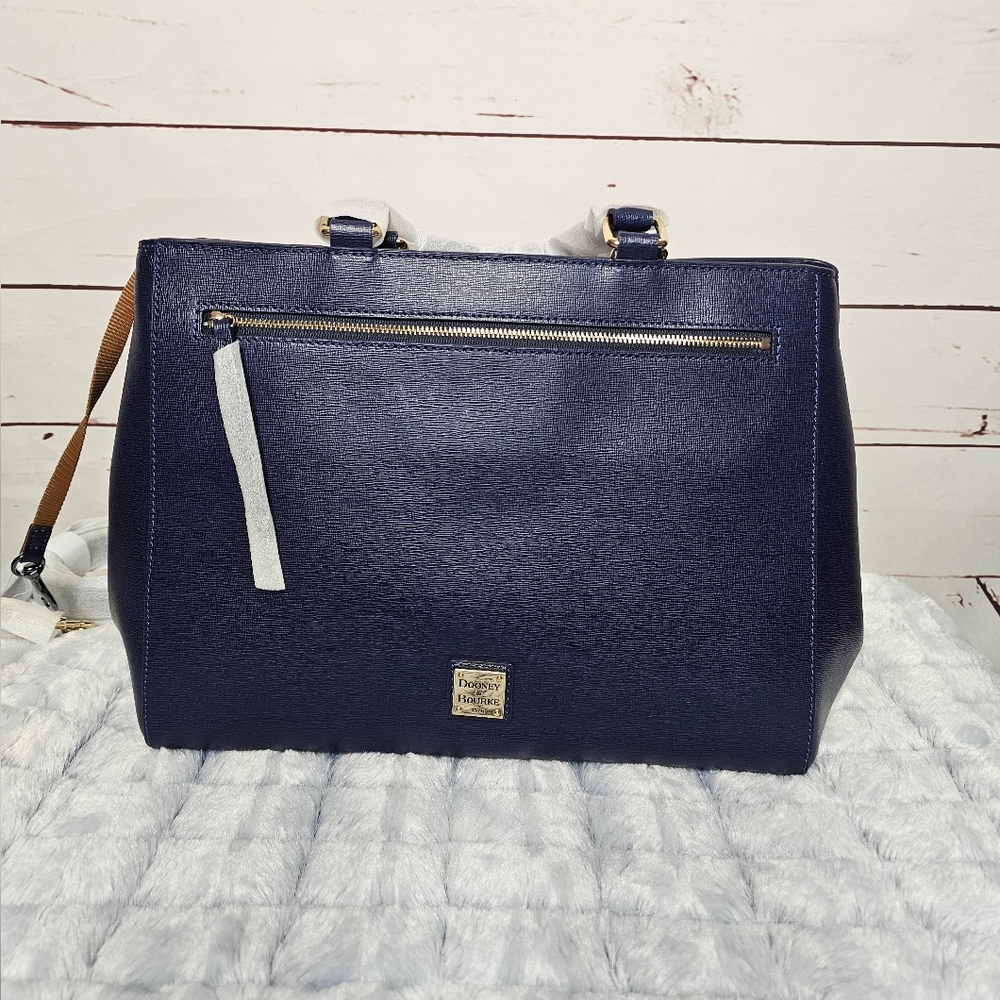 Dooney & Bourke Marine Blue Saffiano Leather Zip Satchel